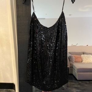 Black knee length sexy sequined skirt - new